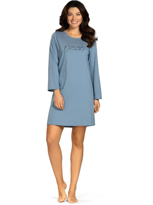 Comtessa Dames Nachthemd 'Live Your Dreams' Blauw