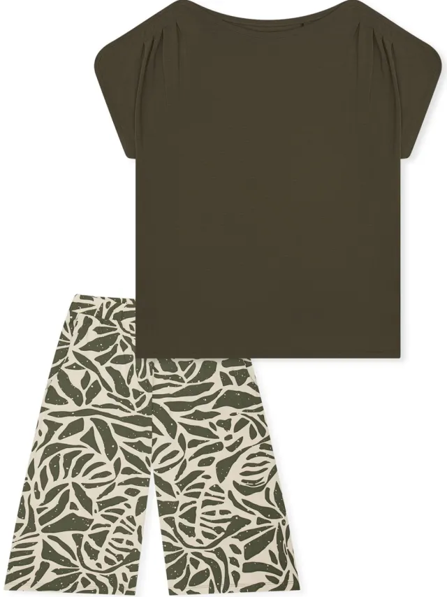 Schiesser Vrouwen Pyjama Selected Premium Olijfgroen