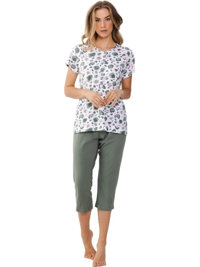 Pastunette Pyjama Green Breeze - Bio Katoen - Wit/Groen
