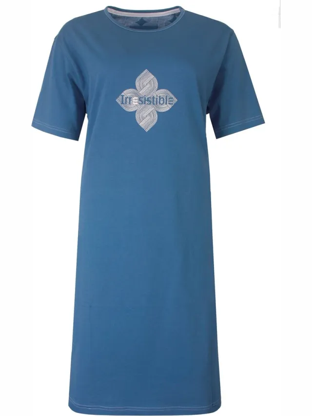 Irresistible Dames Nachthemd - Korte Mouwen - Ocean Blue blauw