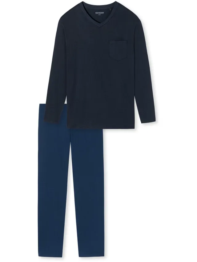 Schiesser Essentials Nightwear – Pyjama – 178096 - Royal Blue - 56 donkerblauw