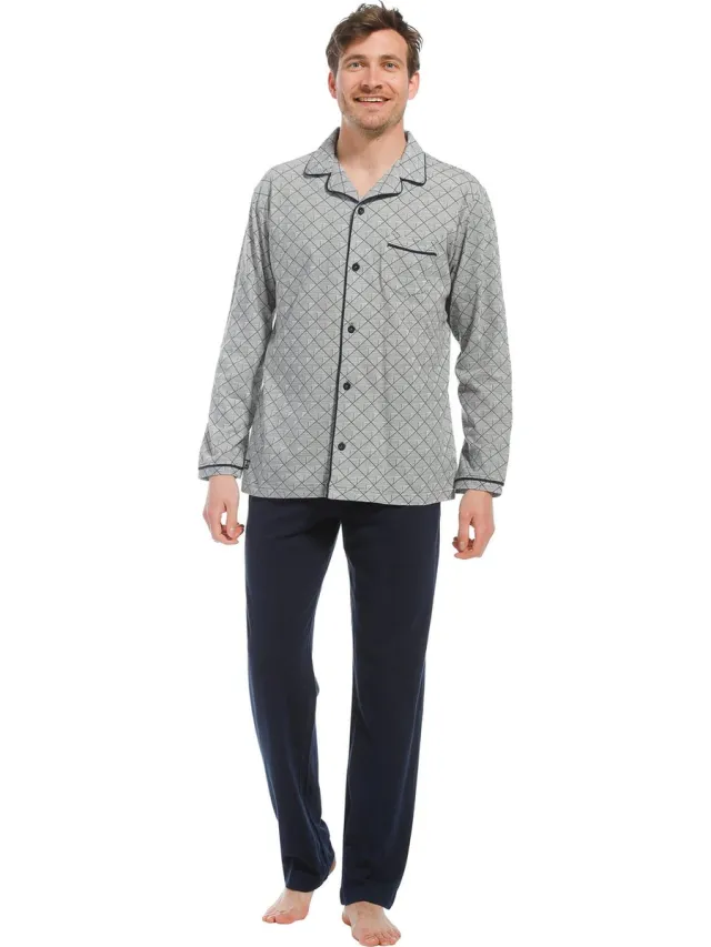 Pastunette for Men - Graphic Grey - Pyjamaset - Grijs/Blauw