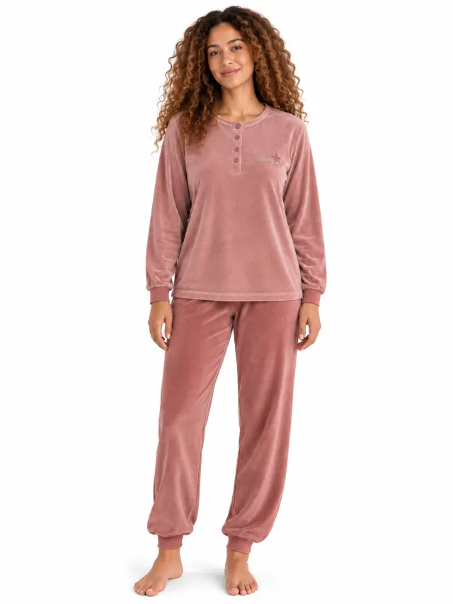 Cocodream Quality Cocodream - Dames Pyjama Velours - Winter - Oudroze