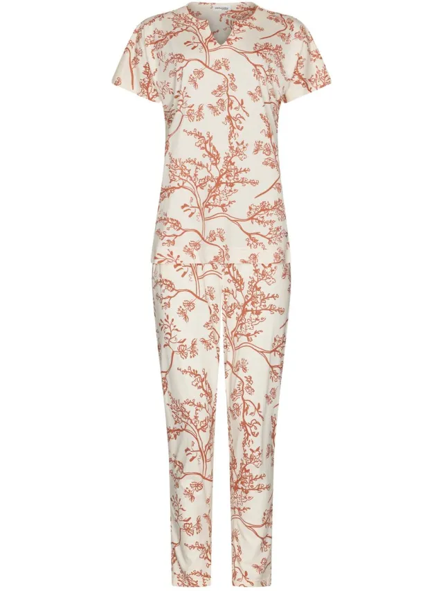 Pastunette Premium - Pyjama - Blossom - Katoen/Modal - Ecru/Terracota