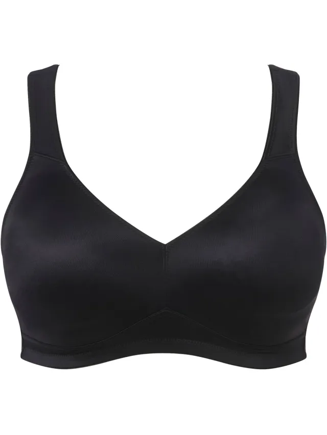 Ulla Popken Dames - Microvezel-beha voorgevormde cups ademend - Klassiek zwart