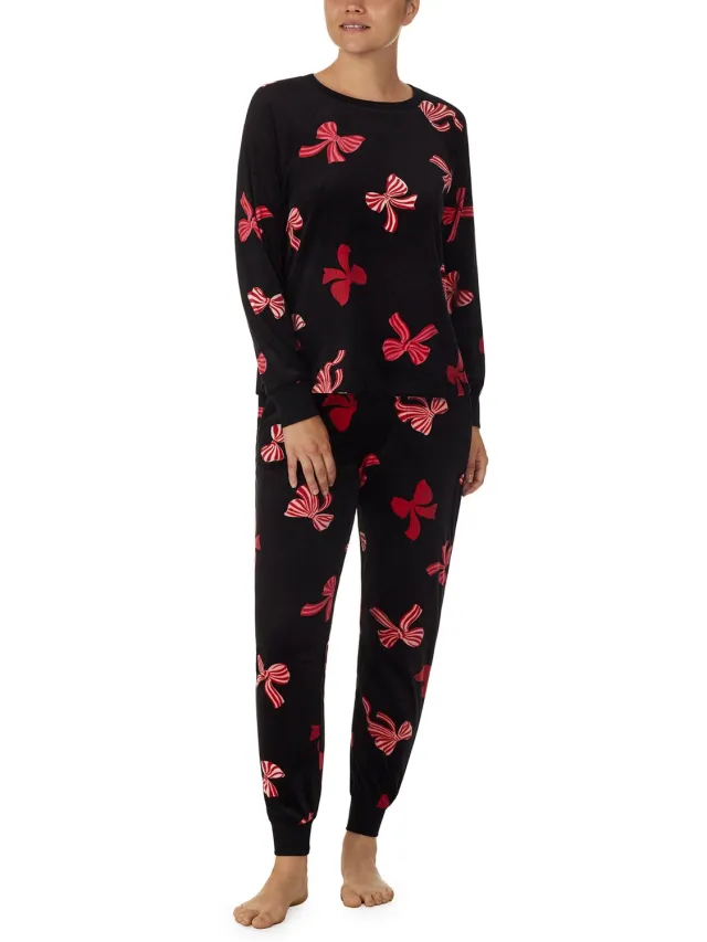 ESOTIQ Kate Spade Stretch Velours Set - Damespyjama - Zwart