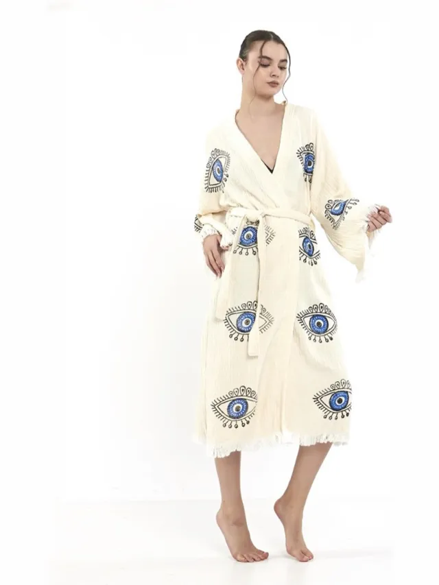 A Sense Love Mousseline Dames Badjas Azara / One Size Creme