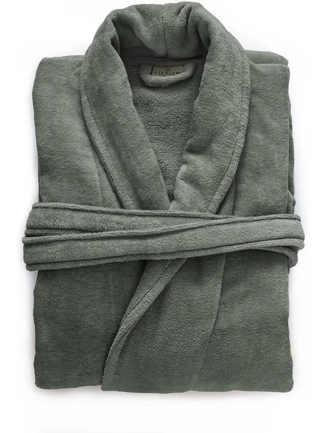 LINNICK Pure Badjas Velours - 100% Katoen - Olive Green - Badjas Dames - Badjas Heren