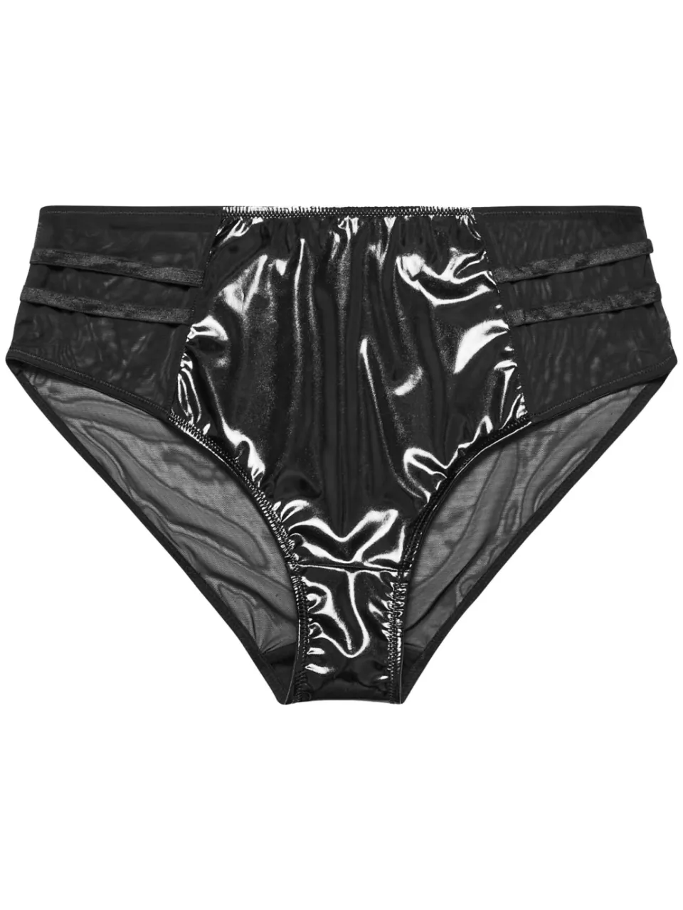 Yours Tailleslip Van Imitatieleer Met Bandjesdetail En Mesh In Zwart-56, foto 5