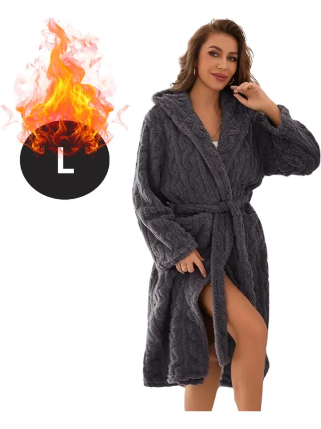 Bovista Badjas Dames - Fleece - Katoen - Badstof - Sauna - Hamam - Wafel - Bathrobe - Duster - Ochtendjas - Kimono - Spa - Donkergrijs