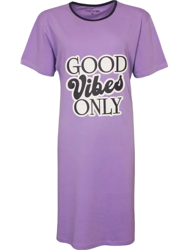 Temptation Dames Nachthemd - Bigshirt - Paars
