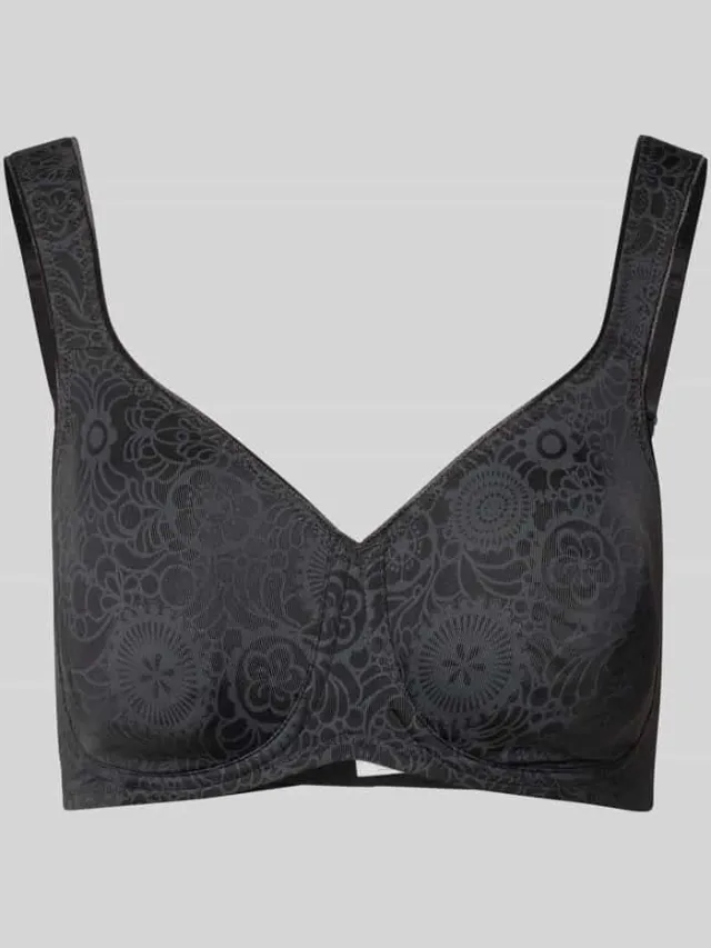 Triumph Minimizer-beugelbeha met bloemenmotief, model 'Lovely Minimizer' Zwart