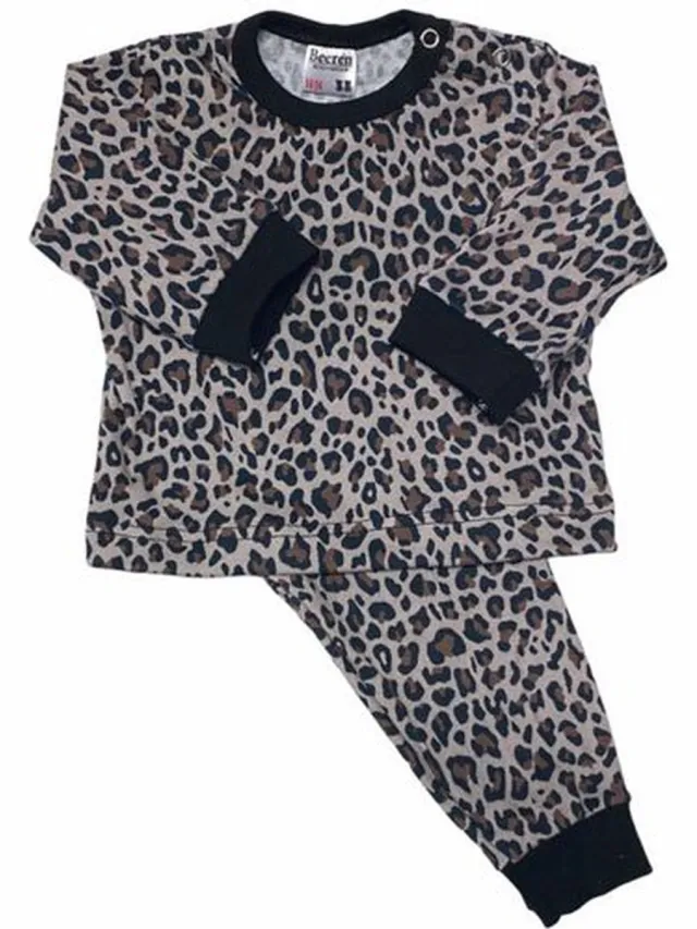 Beeren Kinderpyjama - Beige/Bruin - Wildlife/Luipaard Print - Beeren-98/104