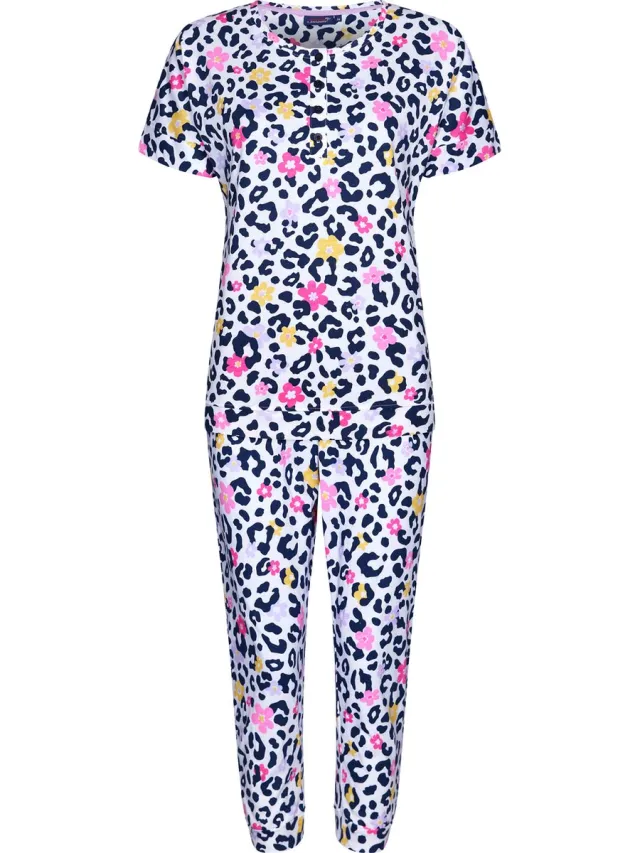 Rebelle Dames Pyjamaset Wild Flower - Wit/Multi - Organisch Katoen
