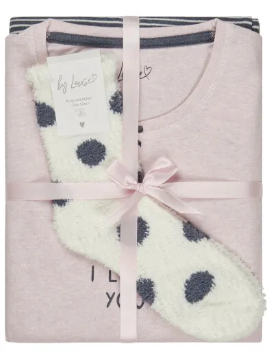 By Louise Dames winter pyjama set lang interlock roze, foto 2