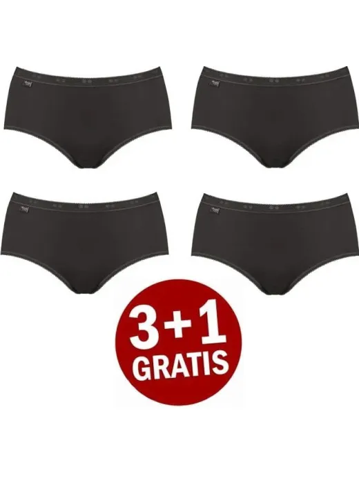 Sloggi Basic+ midi 4-pack Zwart