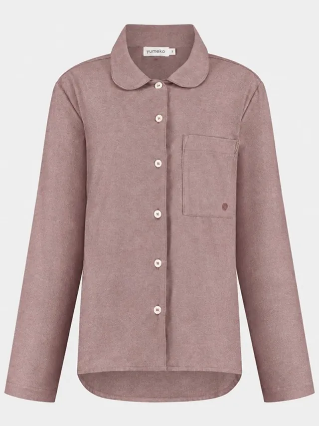Yumeko pyjamashirt dames flanel mauve chambray l