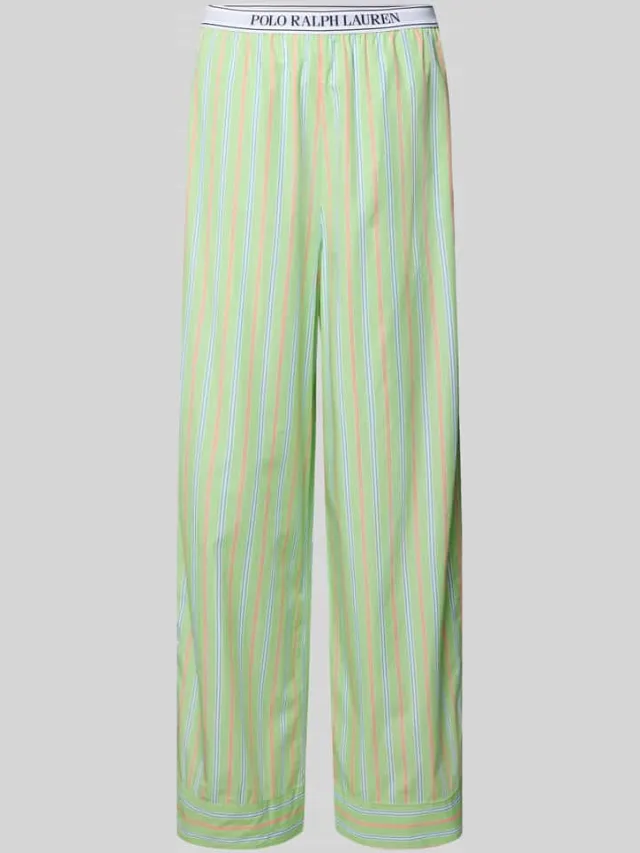 Polo Ralph Lauren Regular fit pyjamabroek van puur katoen Model 'SHIRTING STRIPES' Lichtgroen