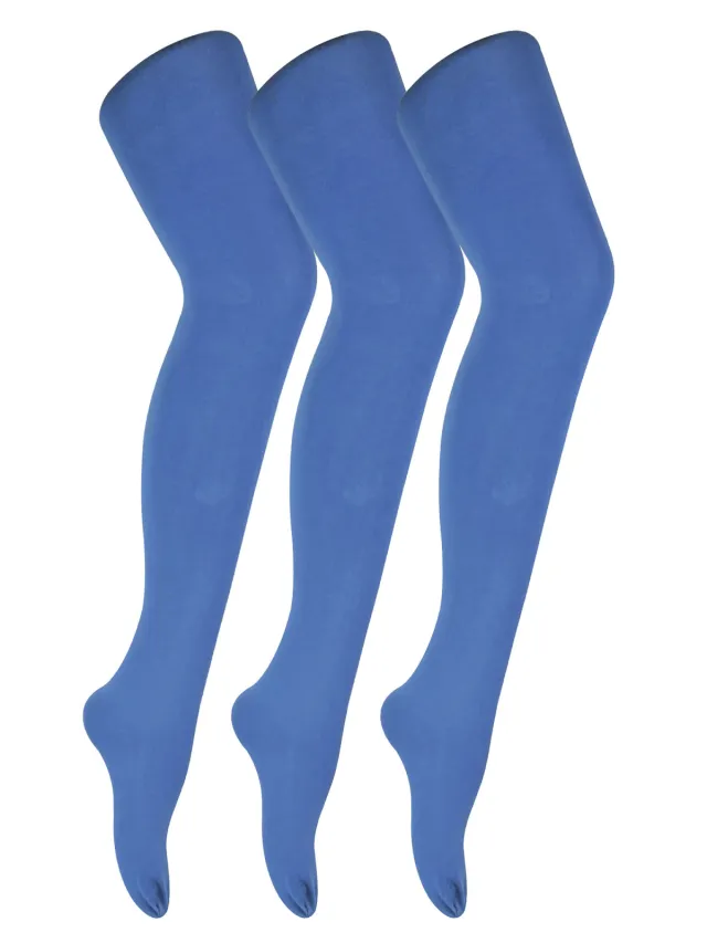 Sock Snob 3 paar dames gekleurde ondoorzichtige 80 denier panty's - Maanlichtblauw blauw, foto 2