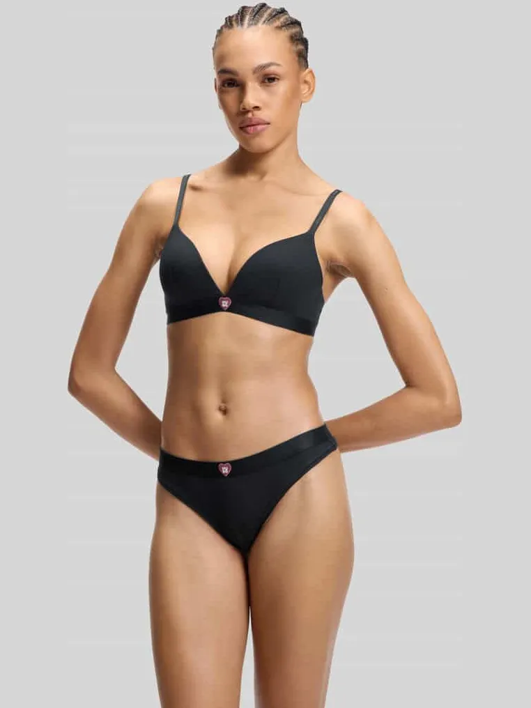 Hugo bralette met logodetail model 'HUGO HEART TRIANGLE' Zwart