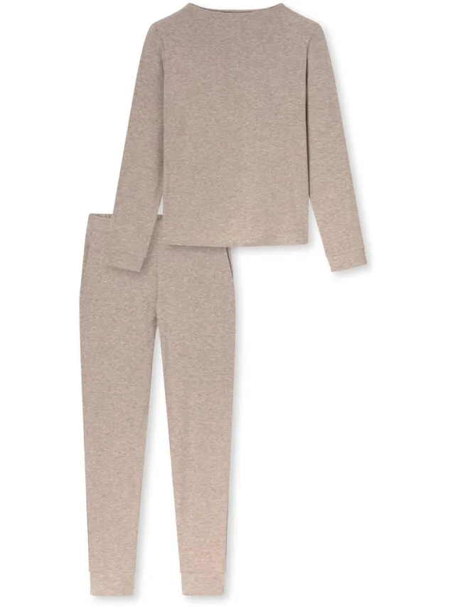 Schiesser Pyjama lang - Dames - Pyjamas bruin melange