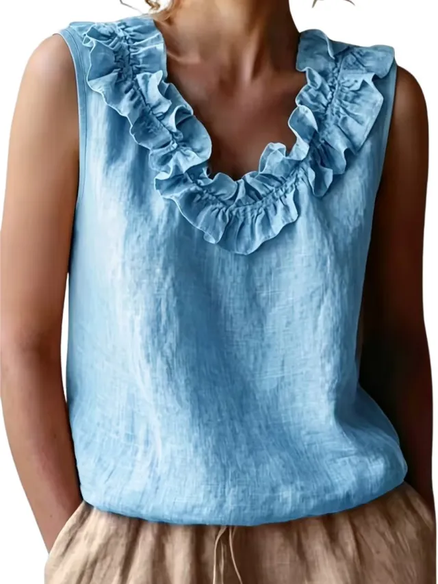Currero Topje Dames - Top Kleding - Shirt - Blouse - Kort - Volwassen - Lichtblauw
