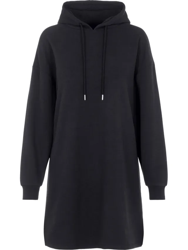Pieces Sweat Dress - Loungewear Dress - Dik katoenen nachthemd - Jogging dress - Zwart /
