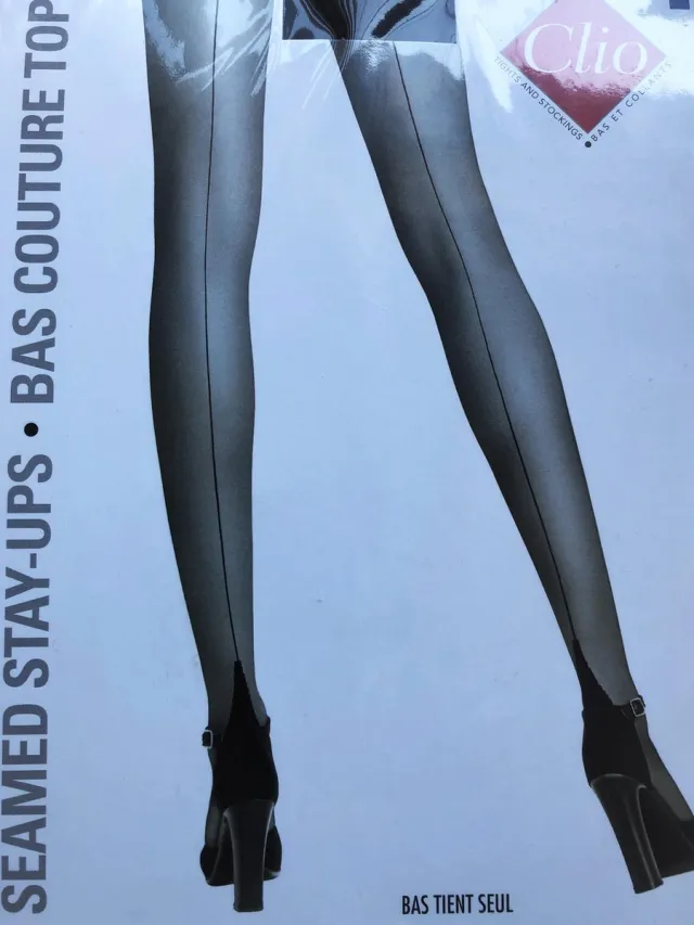 Clio Hold Ups - Hold Up Kousen - met naad - Sexy Chic - 100% Nylon Excl. Boord - 15 Den. - T3 - Medium - Zwart