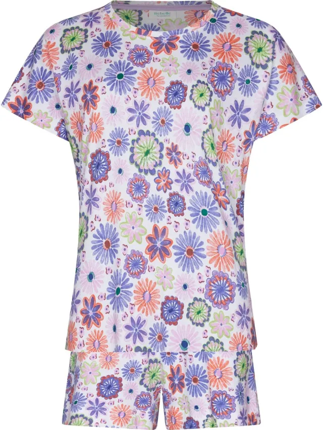Rebelle MyRebelle - Shortama- Waterflower - Biologisch Katoen - Wit - Gebloemd Paars