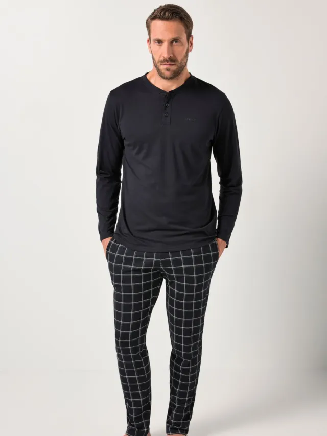 JP1880 pyjama zwart geruit