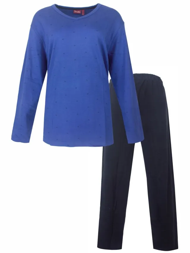 Medaillon Dames Pyjama - Lange Mouwen - Blauw Licht blauw