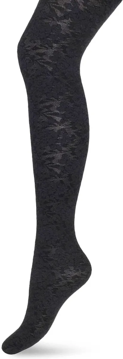 Bonnie Doon Panty met Kant 60 Denier Donker Grijs Dames maat 40/42 L - Kanten Bloem Motief - Tekent Niet - Bloemen Print - Chique Bloemenprint - Gladde Naden - Maximaal Draagcomfort - Donkergrijs - Dark Grey - BN251966.201