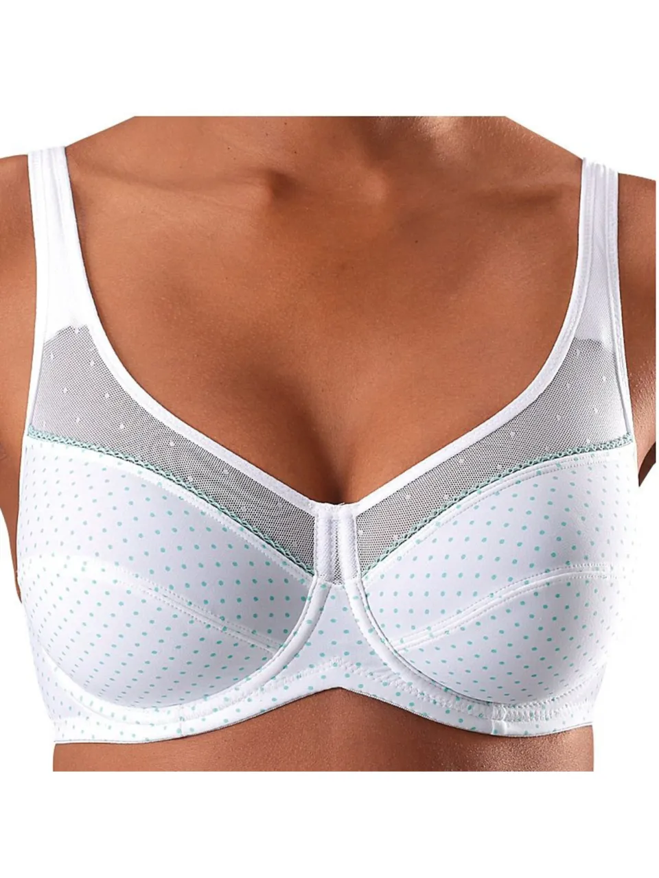 beugelbeha zwart en wit gestipt zwart/wit+wit/turquoise