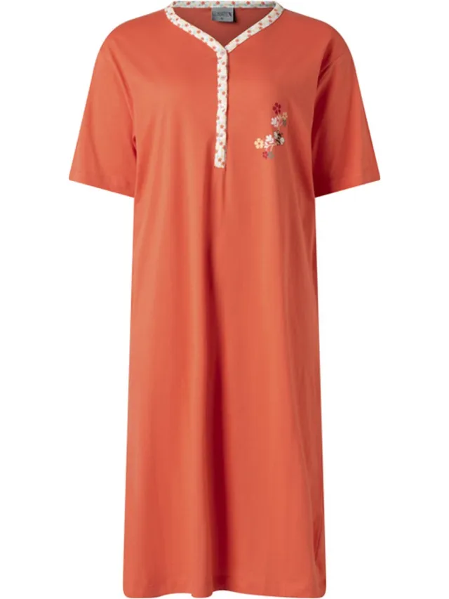 Lunatex dames nachthemd 224163 - korte mouw - rood