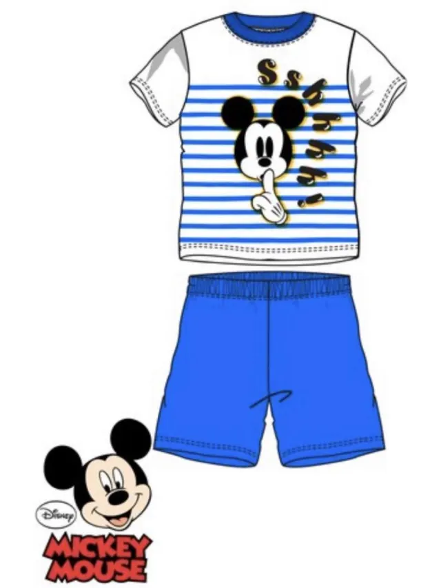 Mickey Mouse pyjama - wit - blauw - maat 128 / 8 jaar