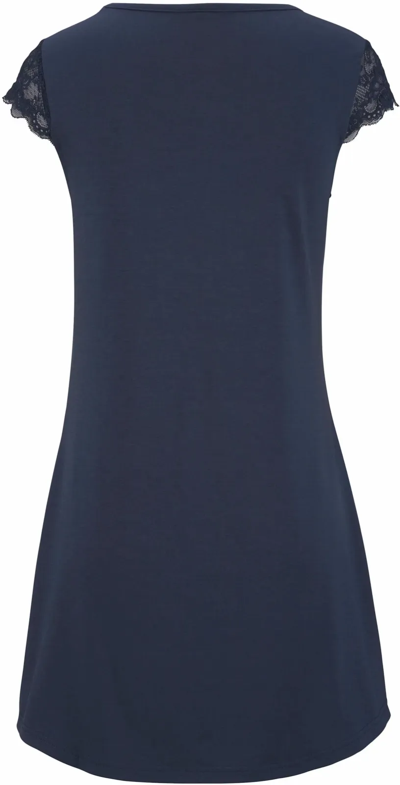 nachthemd donkerblauw met kanten mouwen blauw, foto 3