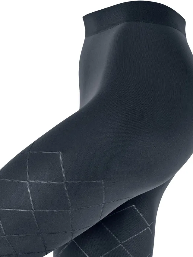 Burlington Check Couture gedessineerd materiaal ondoorzichtig panty dames blauw-46 blauw 6120