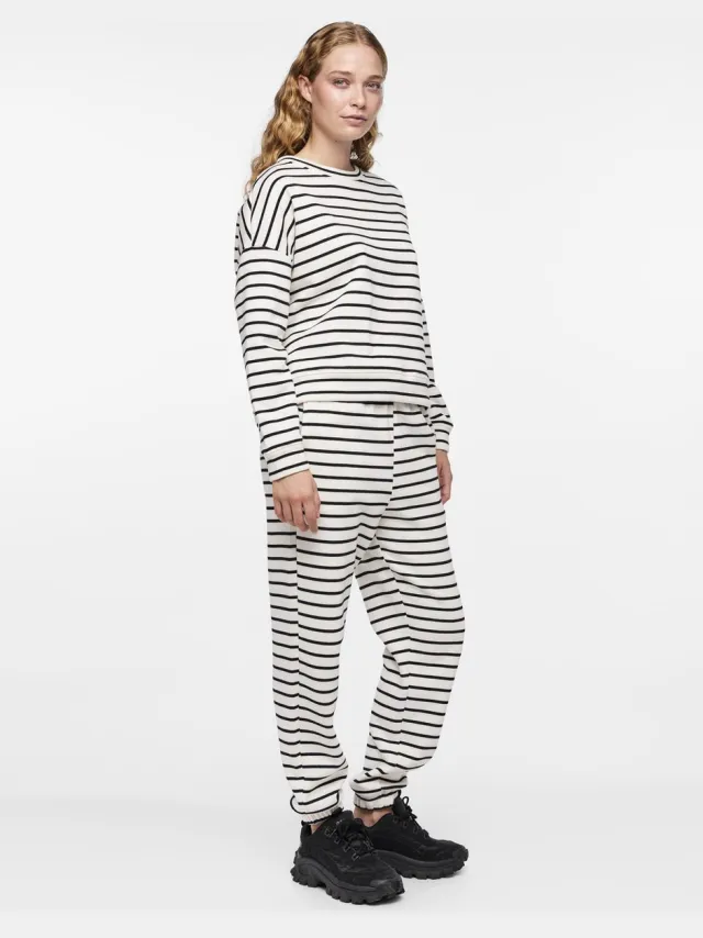 Pieces Dames Huispak Loungewear Gestreept Wit/Zwart