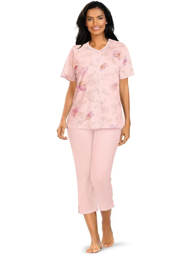 Comtessa Dames Pyjama 'Flowers Dreaming' Roze