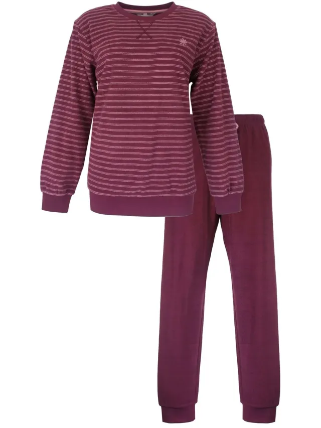 Tenderness Dames Pyjama - Badstof - Lange Mouwen - Bordeaux Bordeaux rood
