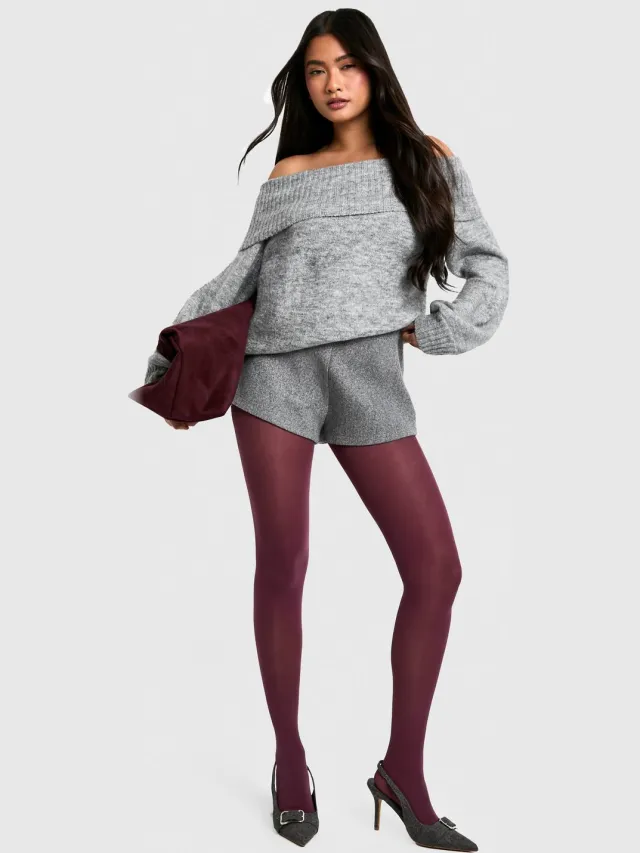 boohoo Dames 50 Denier Ondoorzichtige Premium Panty's Bordeaux Rood