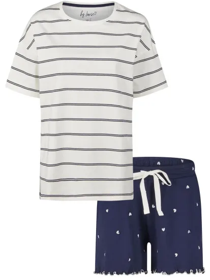 By Louise Dames korte pyjama set shortama off-white Veelkleurig