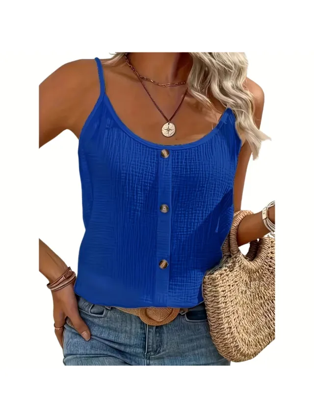 Currero Topje Dames - Top Kleding - Shirt - Blouse - Kort - Volwassen - Blauw