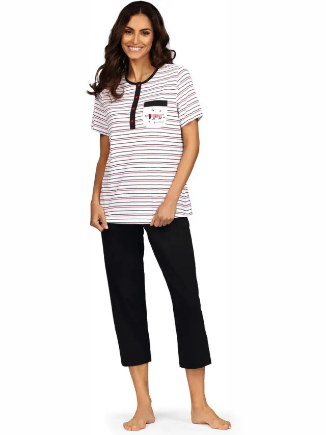 Comtessa Pyjama ‘Best Friend’ - Katoen - Korte Mouw - 7/8e Broek Wit
