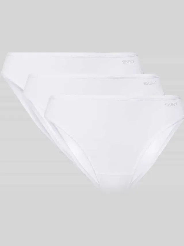 SKINY Slips van katoenmix met logoprint in set van 3 Wit