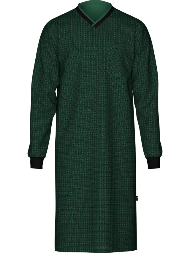 TRIGEMA Classic Fit nachtjapon groen, Bedrukt