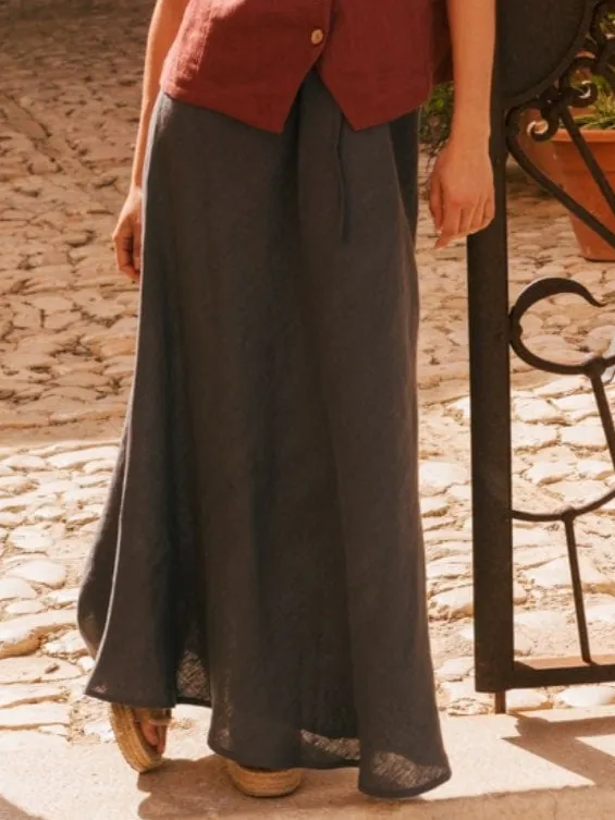 AmourLinen dames vegan Slip Rok Ciara Antraciet Donkergrijs