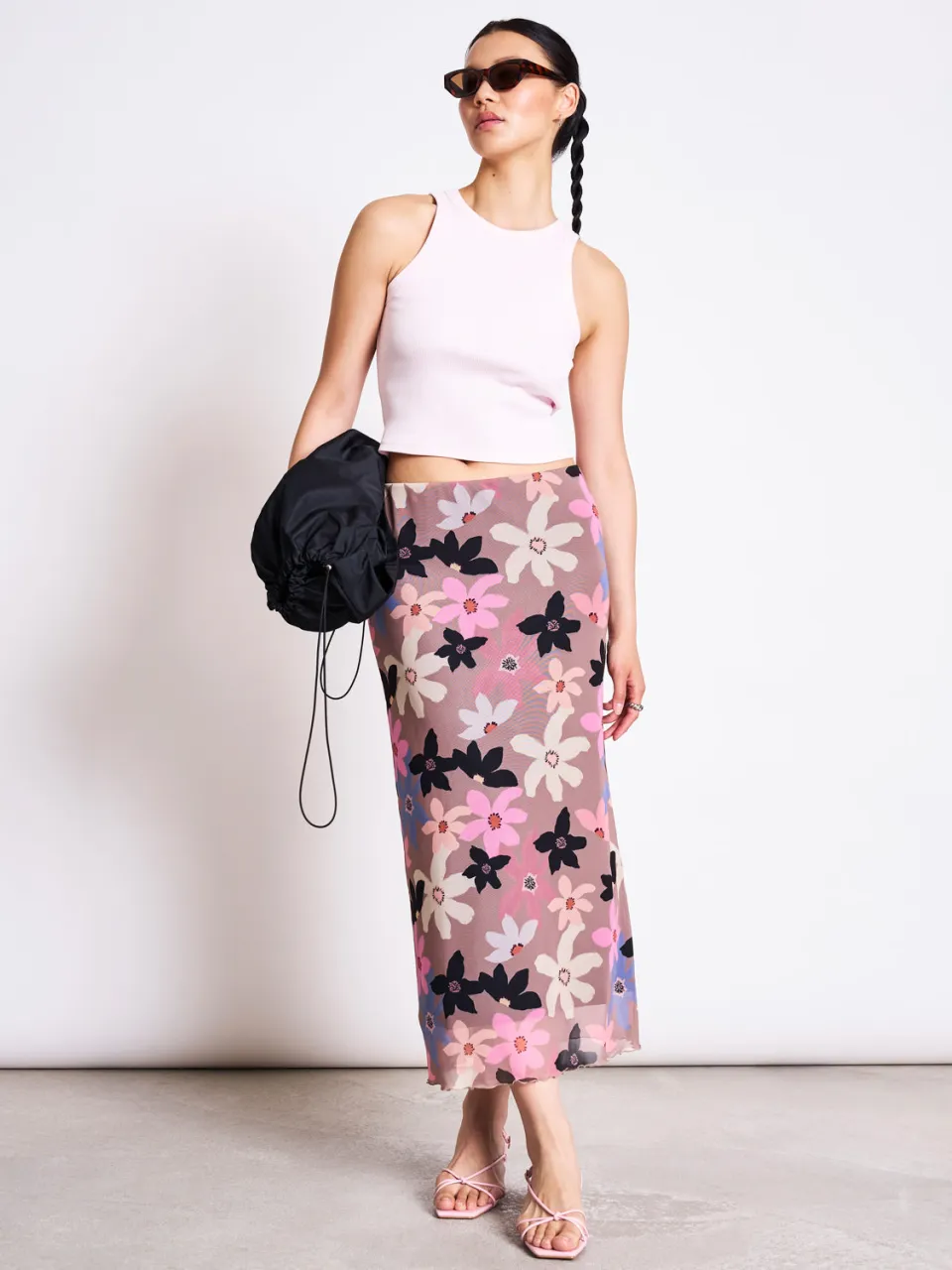 JAN N JUNE dames vegan Maxi Rok Smuk Wild Bloom Beige