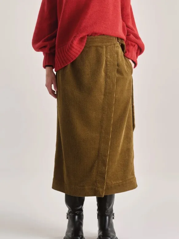 KOMODO dames vegan Corduroy Rok Santo Olijfgroen