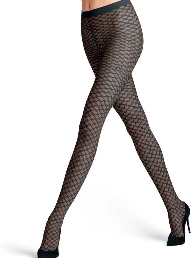 Falke Old Fashioned gedessineerd materiaal transparent 20 DEN panty dames blauw
